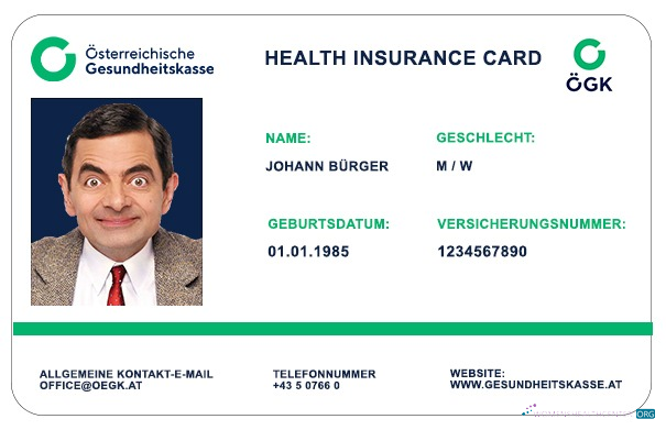 Download Austria OGK health insurance card Photoshop template